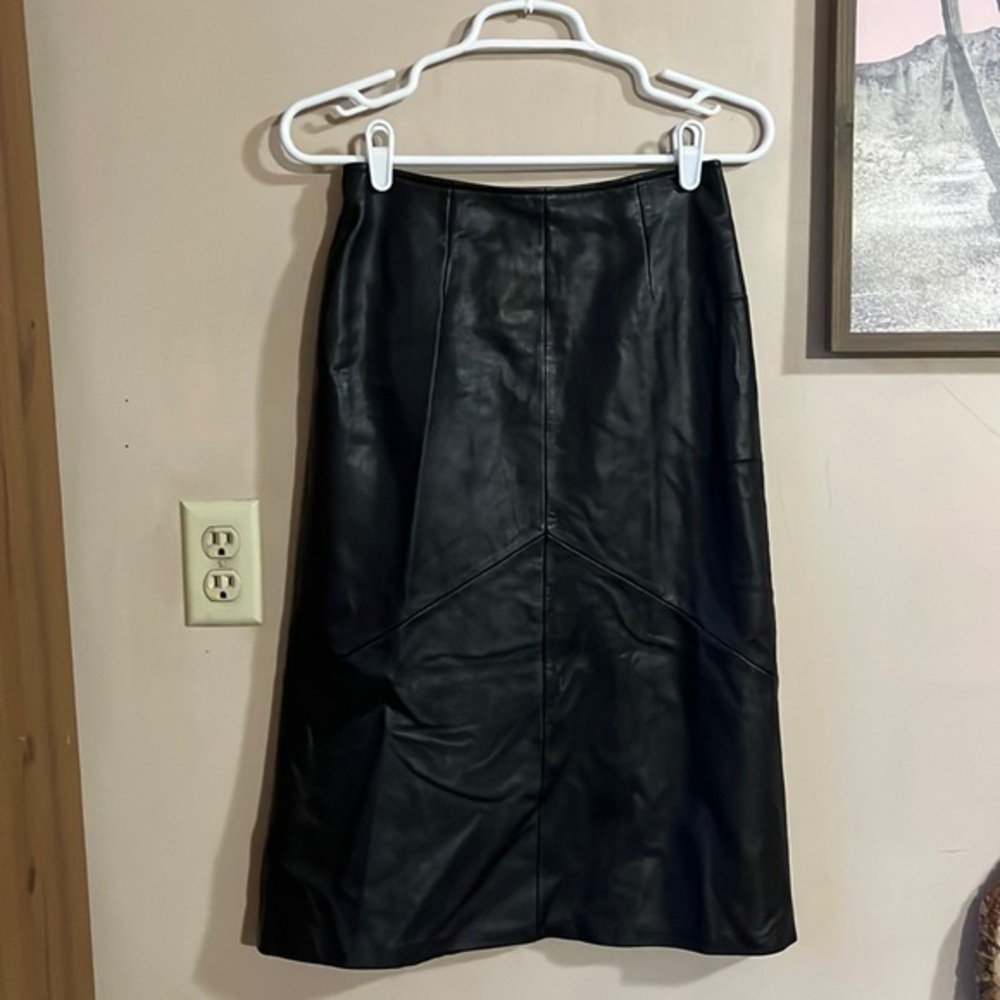 Vintage The Limited Genuine Leather A-Line Midi Skirt Size 2 90’s